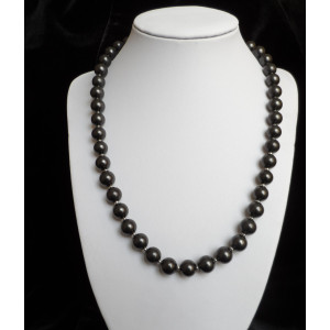 Shungite necklace – 9mm/44pcs., with  metal beads inserts