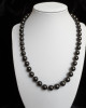 Shungite necklace – 9mm/44pcs., with  metal beads inserts