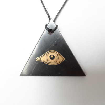 Shungite pendant "Eye of Horus" (triangular)